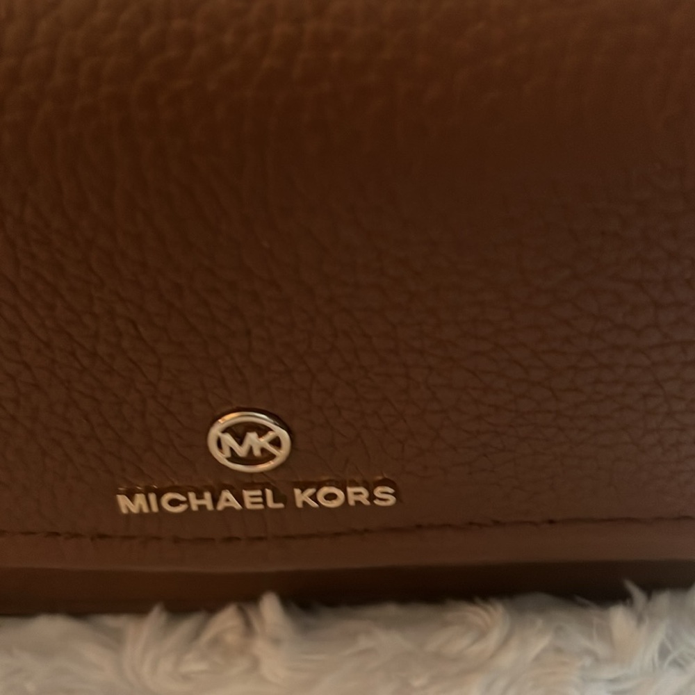 Michael Kors crossbody, tan/gold, NWT, sticker had to removed from inside. - Picture 3 of 5
